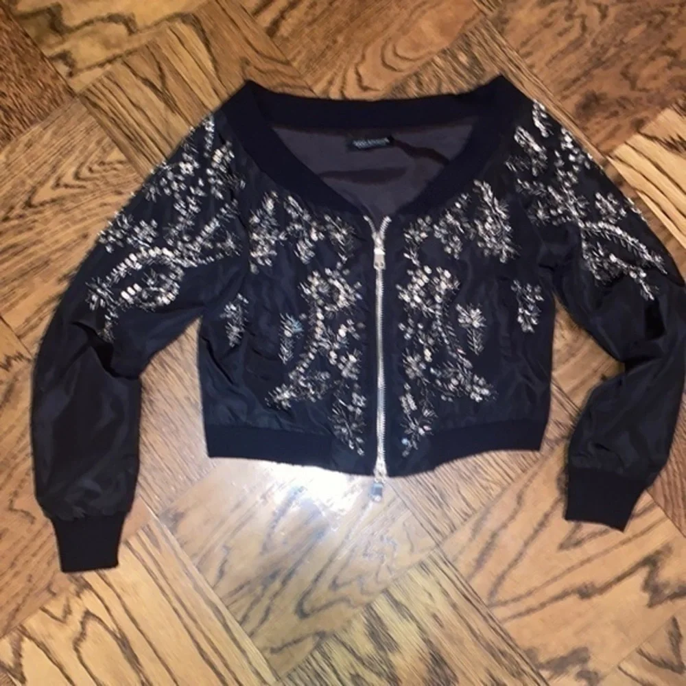 - Stylish trendy jacket covered with stones handmade with crystal size S NWOT